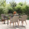 5 Piece Patio Dining Set with Cushions Brown