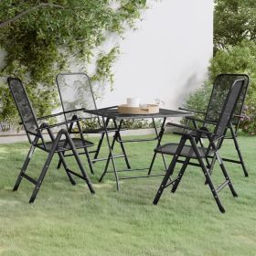 5 Piece Patio Dining Set Expanded Metal Mesh Anthracite (Color: Anthracite)
