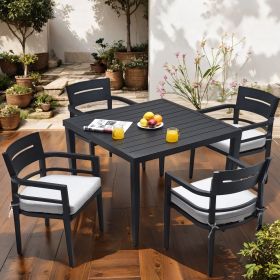 5-Piece Outdoor Patio Aluminum Furniture, Modern Dining Set (Color: as Pic)