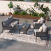 K&K 4-Piece Rope Patio Furniture Set, Outdoor Furniture with Tempered Glass Table