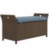 Outsunny 27 Gallon Patio Wicker Storage Bench, Outdoor PE Rattan Patio Furniture
