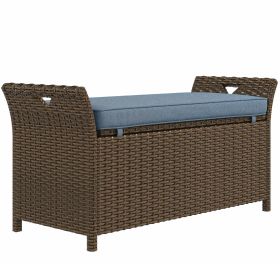 Outsunny 27 Gallon Patio Wicker Storage Bench, Outdoor PE Rattan Patio Furniture (Color: as Pic)