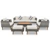 GO 6-Pieces All Weather PE Wicker Sofa Set, Outdoor Rattan sofa With Double Cushions, Wood Legs Wood Table Top, Beige and Gray