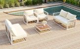 TOPMAX Modern Minimalist 7-Piece Metal Patio Sectional Sofa Set
