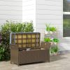 Outsunny 27 Gallon Patio Wicker Storage Bench, Outdoor PE Rattan Patio Furniture