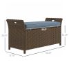 Outsunny 27 Gallon Patio Wicker Storage Bench, Outdoor PE Rattan Patio Furniture