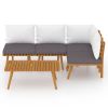 5 Piece Patio Lounge Set with Cushions Solid Acacia Wood