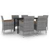 7 Piece Patio Dining Set with Cushions Poly Rattan and Glass