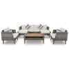 GO 6-Pieces All Weather PE Wicker Sofa Set, Outdoor Rattan sofa With Double Cushions, Wood Legs Wood Table Top, Beige and Gray