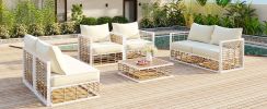 TOPMAX Modern Minimalist 7-Piece Metal Patio Sectional Sofa Set
