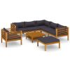 8 Piece Patio Lounge Set with Cushion Solid Acacia Wood